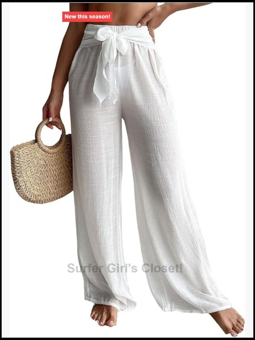 Tie Front Wide Leg Cover Up Pants Sheer Beach Swimwear Coverup